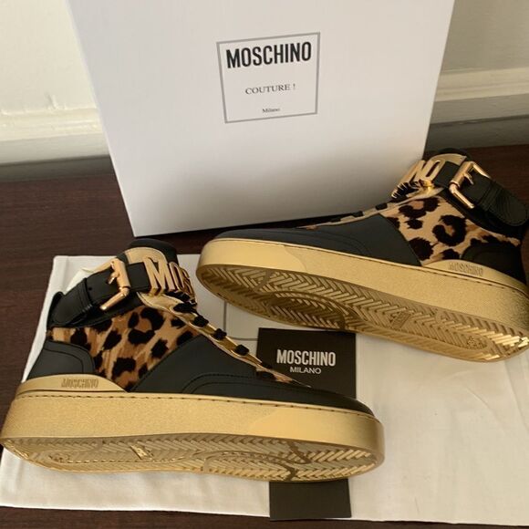 Moschino genuine calf hair detail basket sneaker size 7 new - Picture 16 of 16